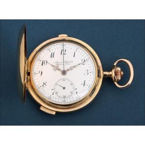 Ancienne Montre De Poche En Or 18k  Répétition Aux Quarts Et Chronographe, Suisse, Vers 1900