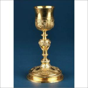 Antique Neoclassical Gilt Silver Chalice In The French Empire Style. Spain, Circa 1820