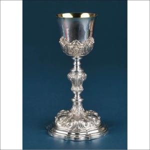 Antique Italian Silver Chalice With Gilded Cup. Italy, Circa 1820