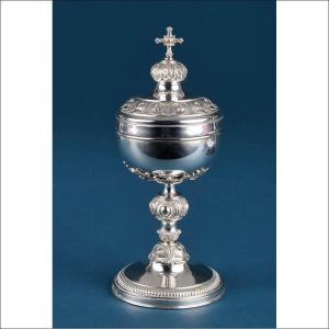 Ancien Ciboire Italien en Argent Massif. Italie vers 1820-1850