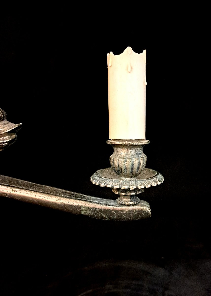 Paire d'appliques murales en bronze argenté-photo-3