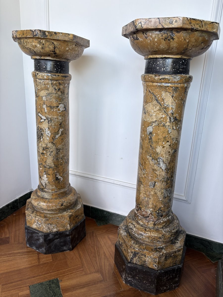 Paire de colonnes de scagliola-photo-3