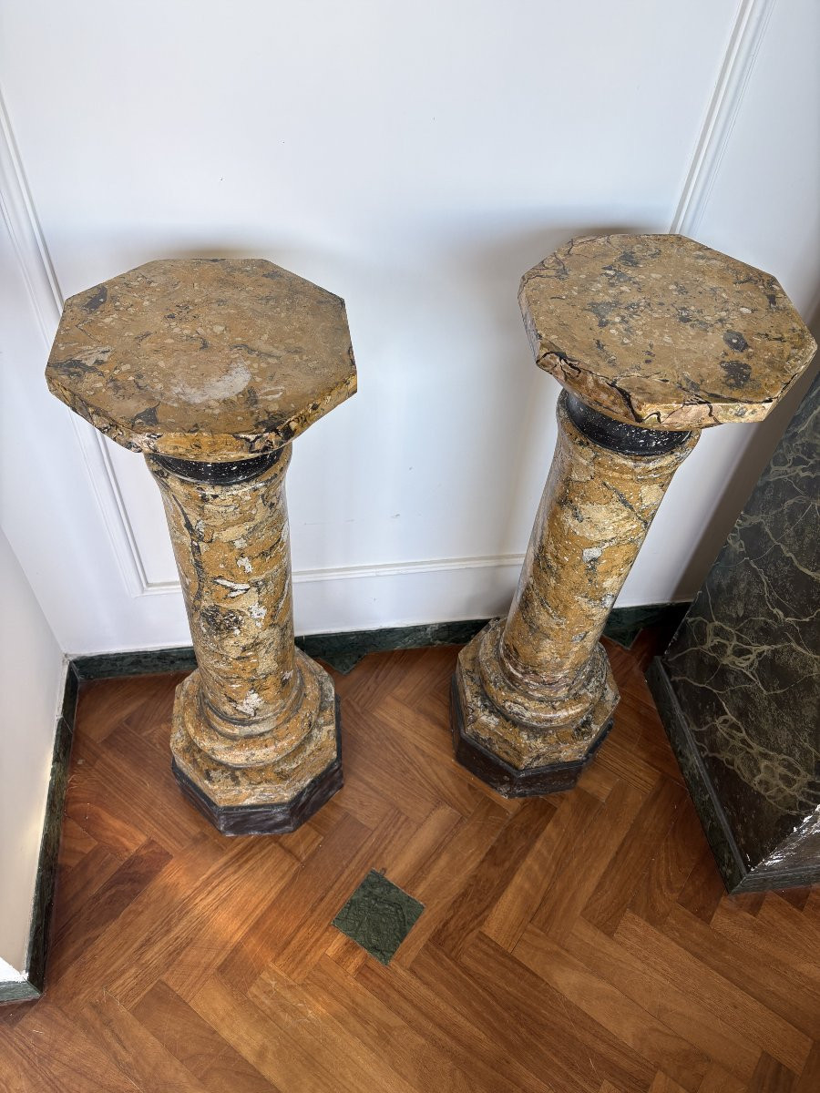 Paire de colonnes de scagliola-photo-4