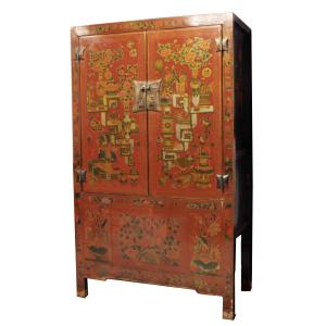 Armoire Laquée Rouge Et Or