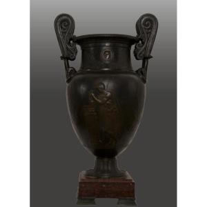 Bronze Vase With Marble Base