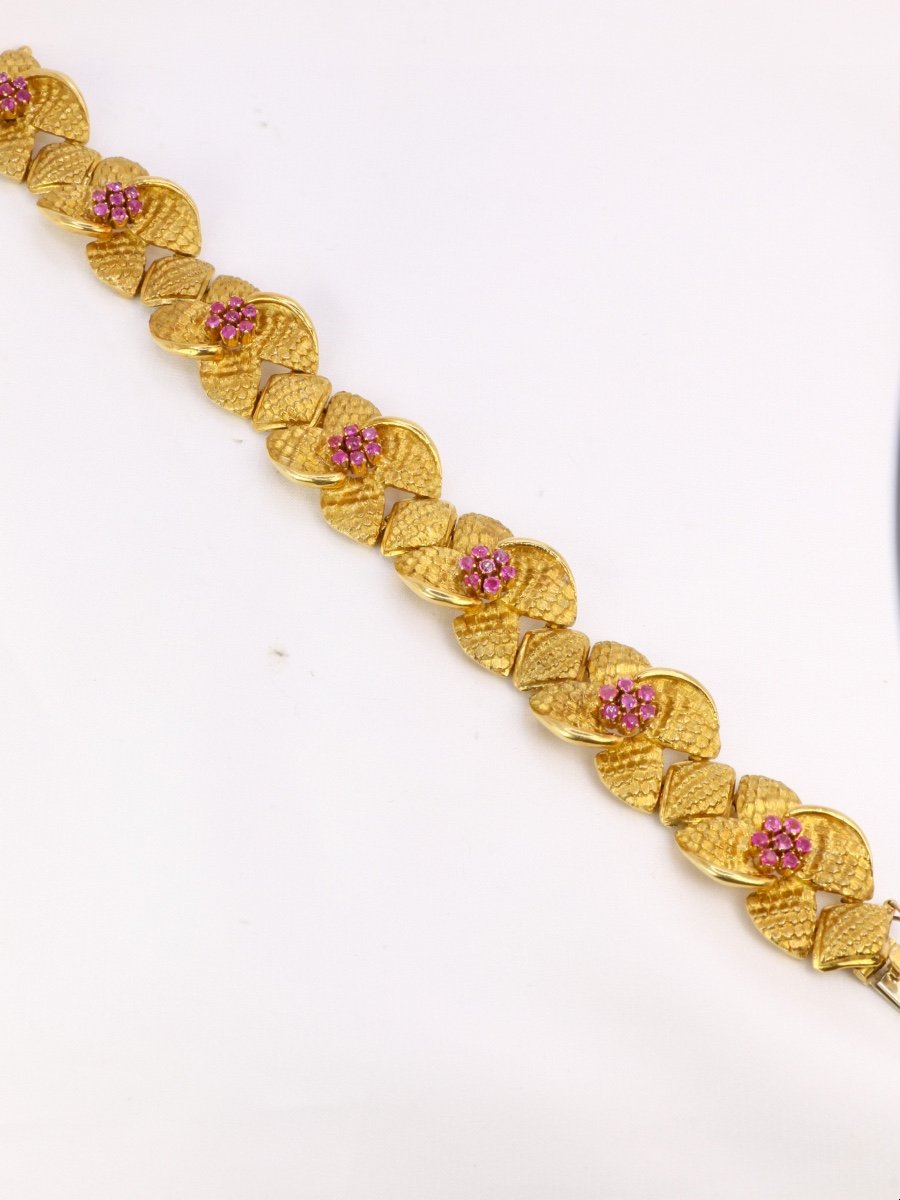 Bracelet Vintage Fleur En Or Amati Et Rubis-photo-1