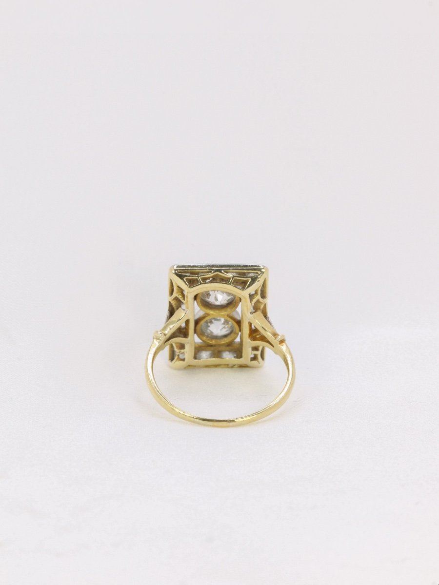 Art-deco Plaque Ring In Gold, Platinum And Old Cut Diamonds-photo-1