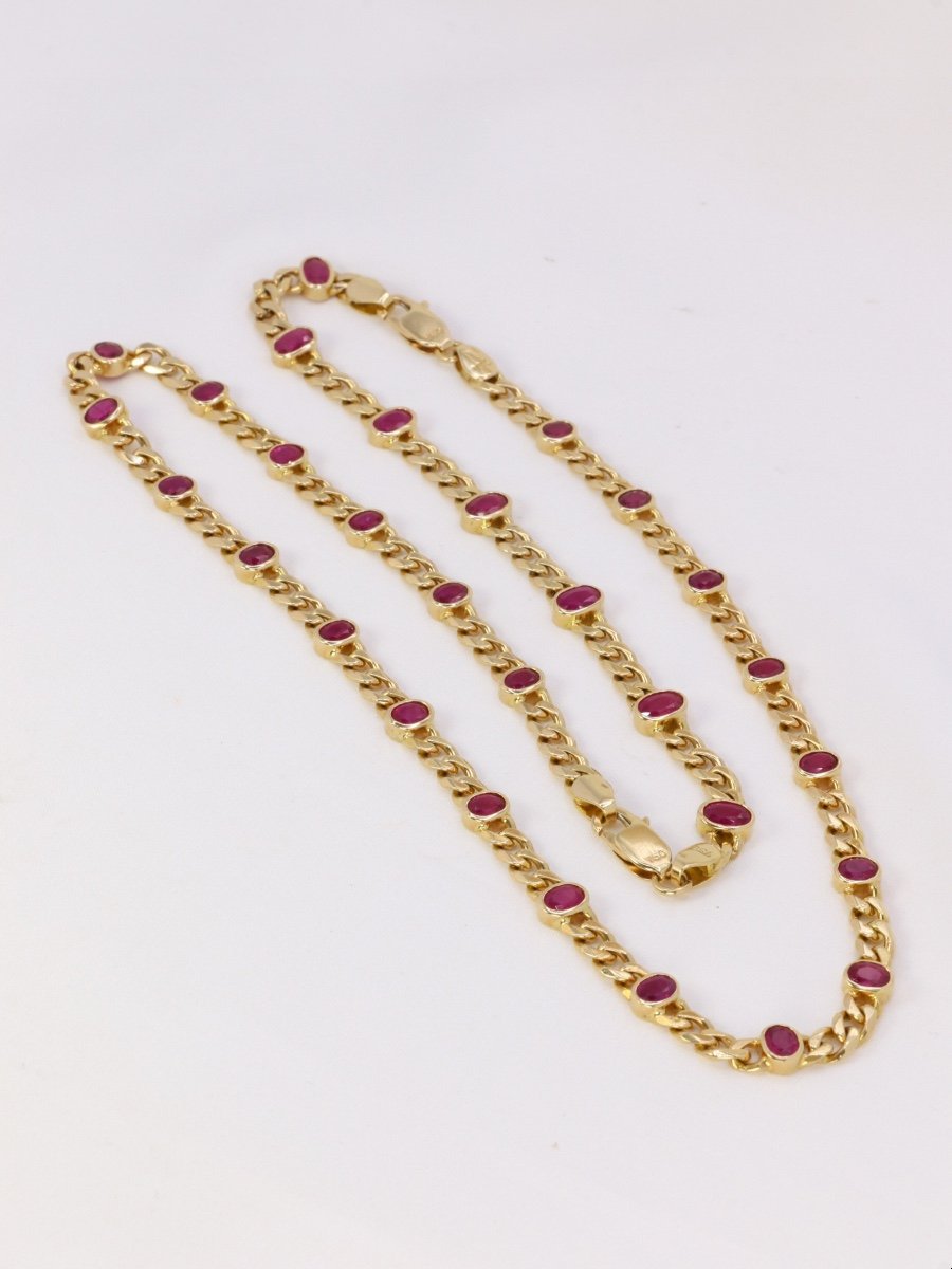 Vintage Transformation Long Necklace In Yellow Gold And Oval Ruby-photo-6
