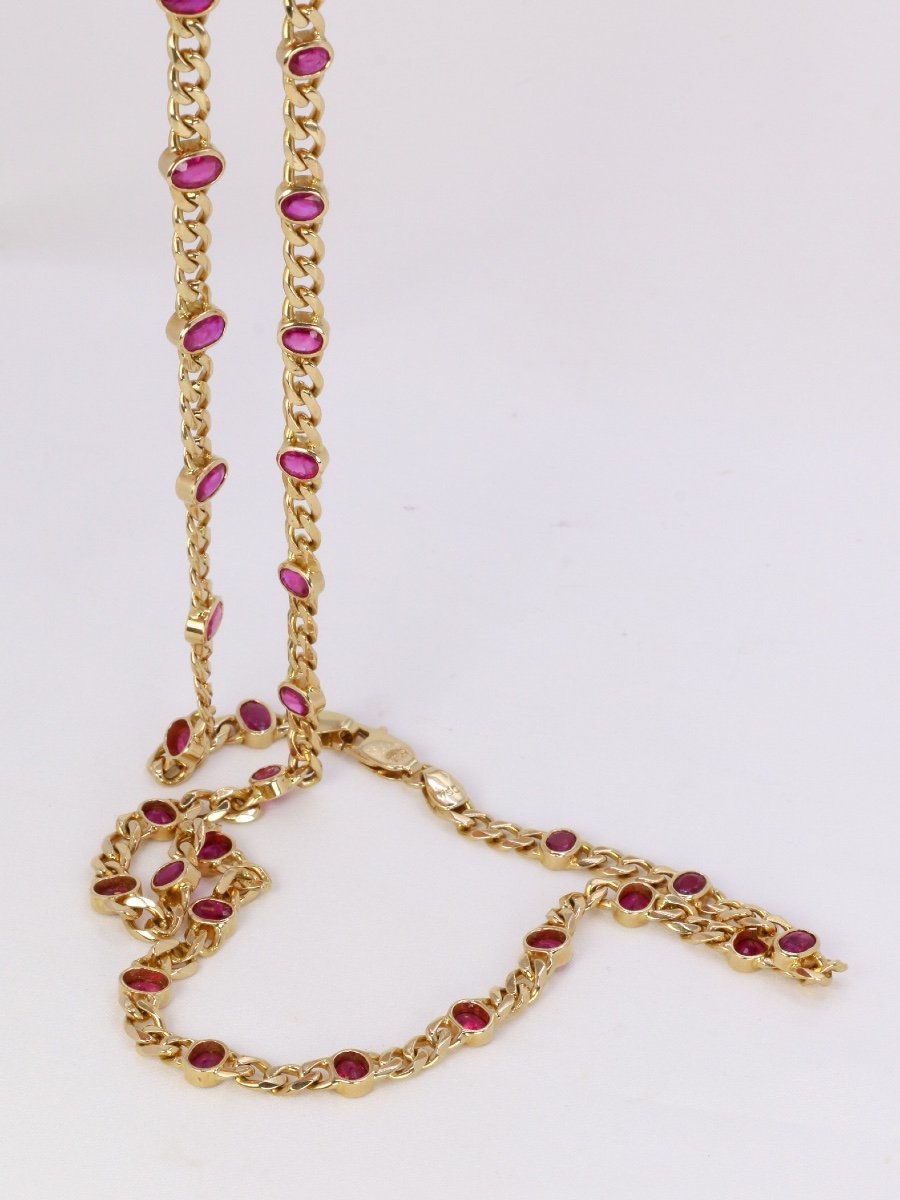 Vintage Transformation Long Necklace In Yellow Gold And Oval Ruby-photo-7