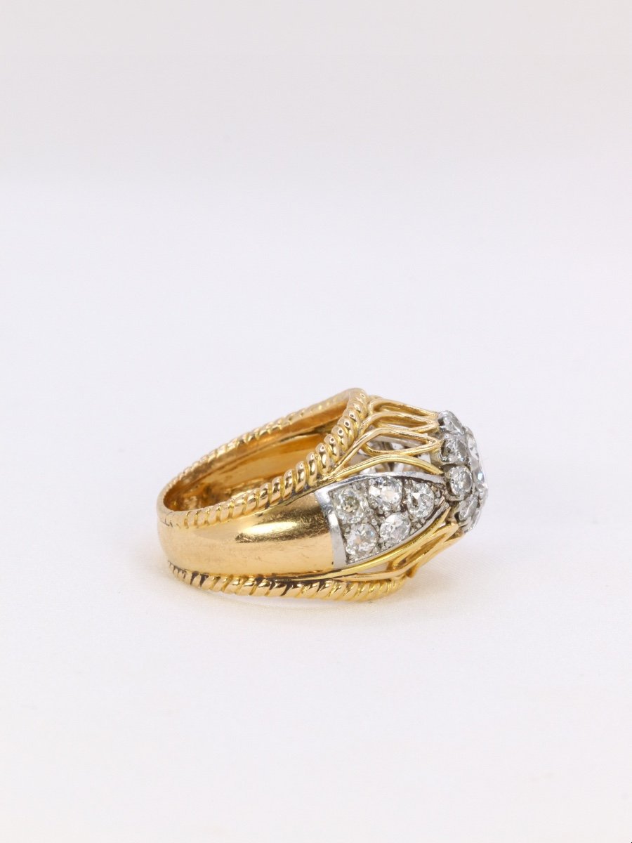 Dome Ring In Yellow Gold, Platinum And 1 Carat Diamond-photo-4