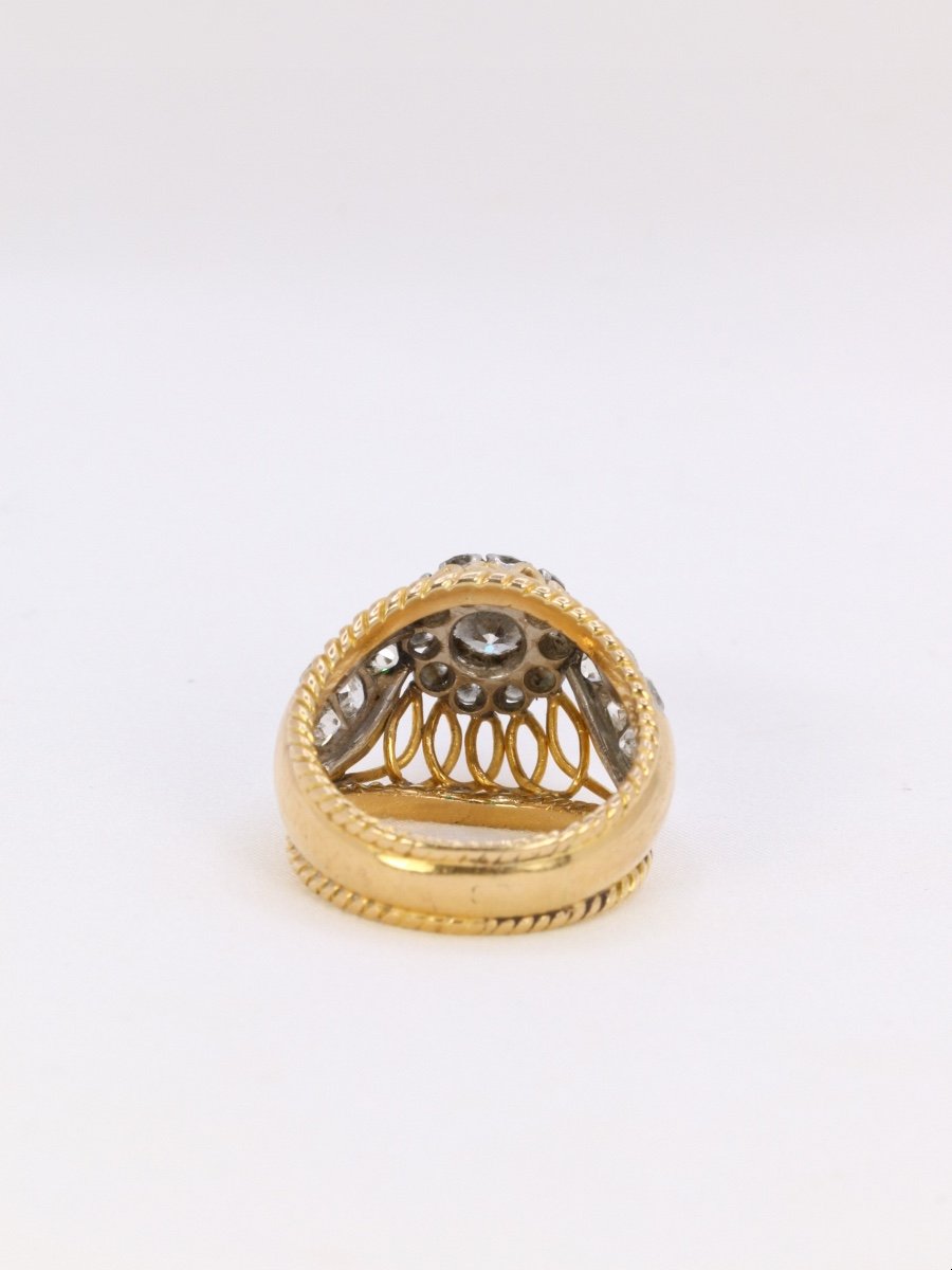 Dome Ring In Yellow Gold, Platinum And 1 Carat Diamond-photo-1