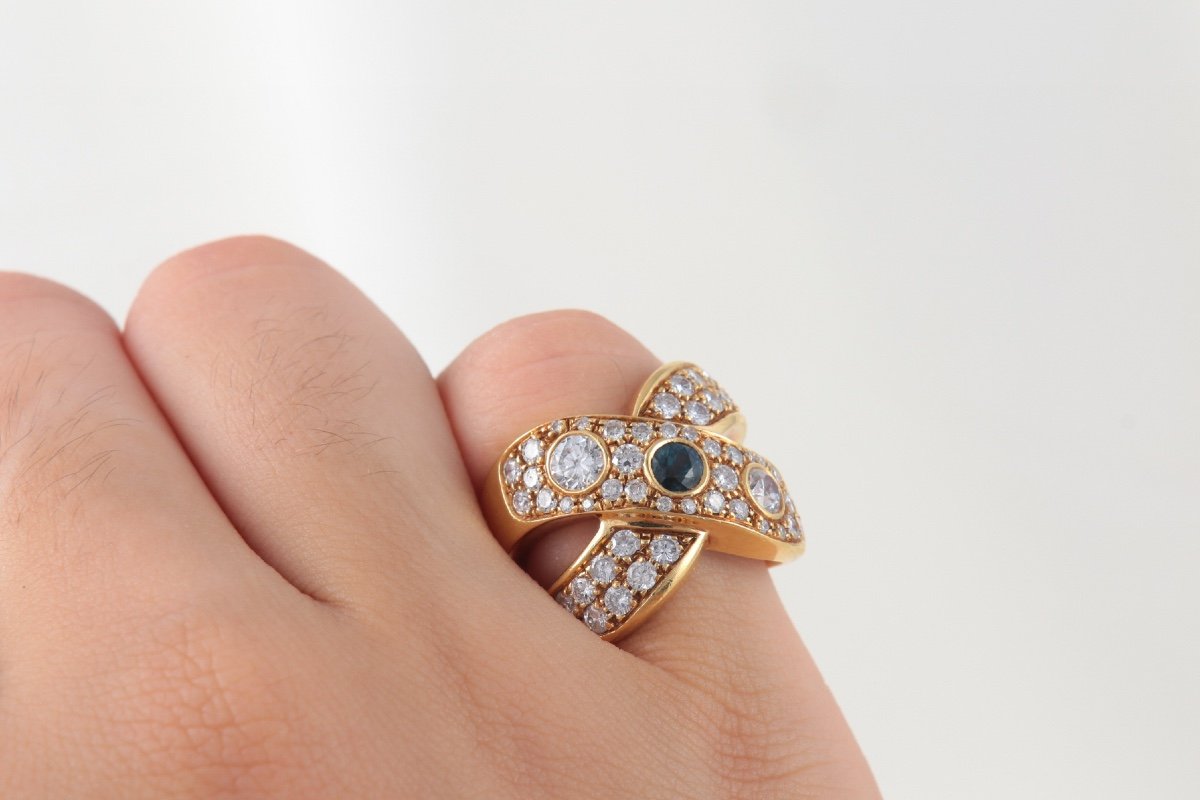 Vintage Ring In Gold, Diamonds And Sapphires-photo-2
