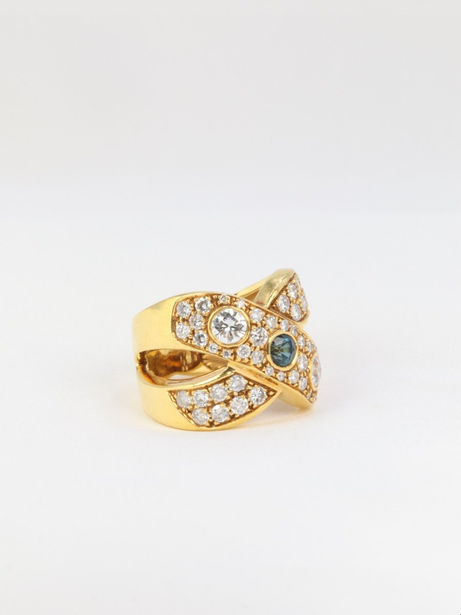 Vintage Ring In Gold, Diamonds And Sapphires-photo-3