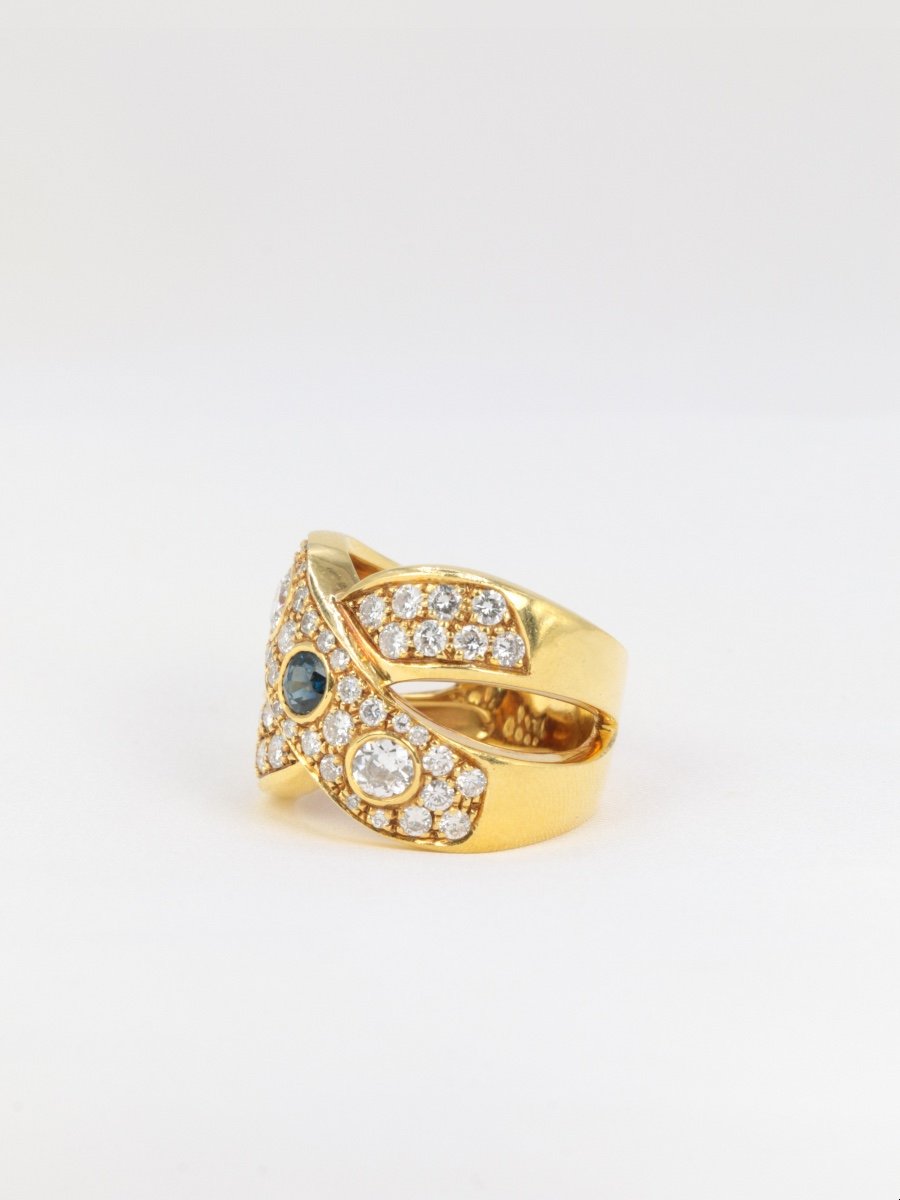 Vintage Ring In Gold, Diamonds And Sapphires-photo-3