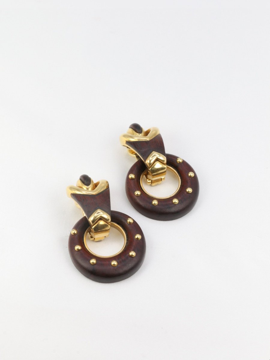Boucles D’oreilles En Or Et Bois D’amourette-photo-3