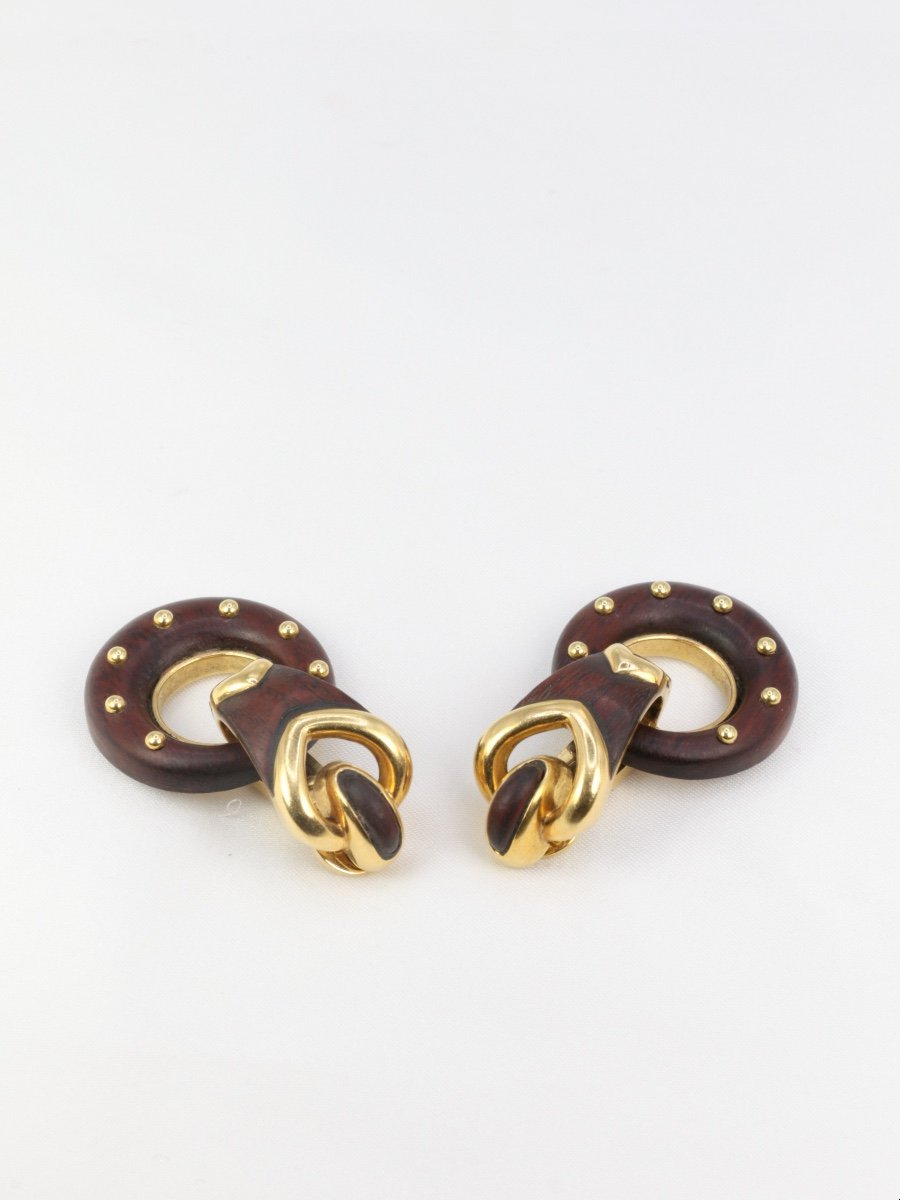 Boucles D’oreilles En Or Et Bois D’amourette-photo-2