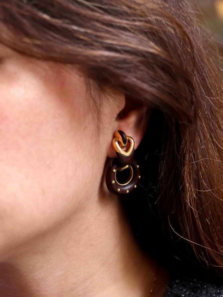 Boucles D’oreilles En Or Et Bois D’amourette-photo-8