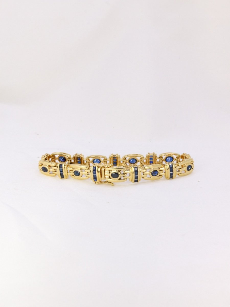 Bracelet En Or Et Saphirs Ovales Et Calibrés-photo-3