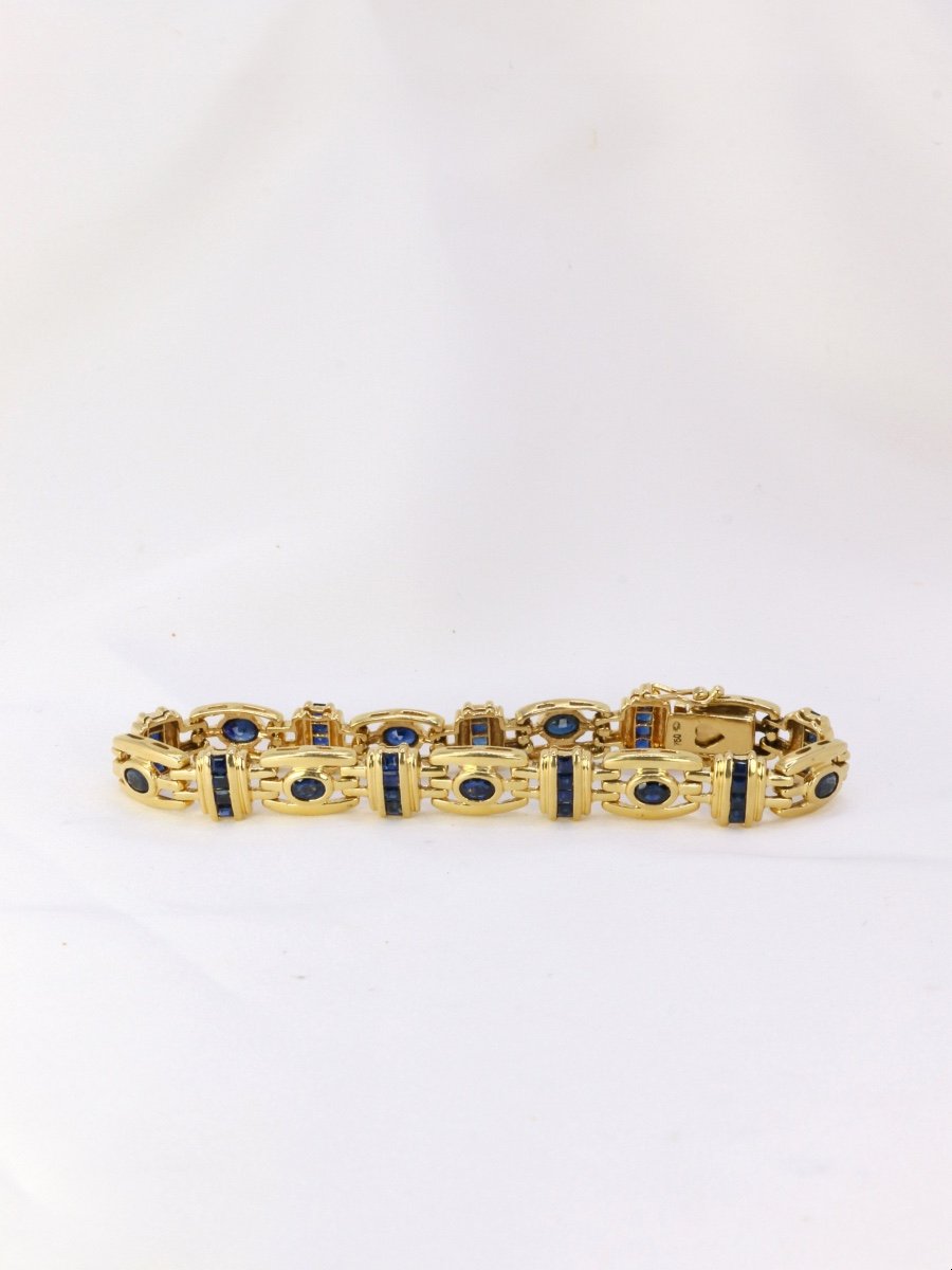 Bracelet En Or Et Saphirs Ovales Et Calibrés-photo-3