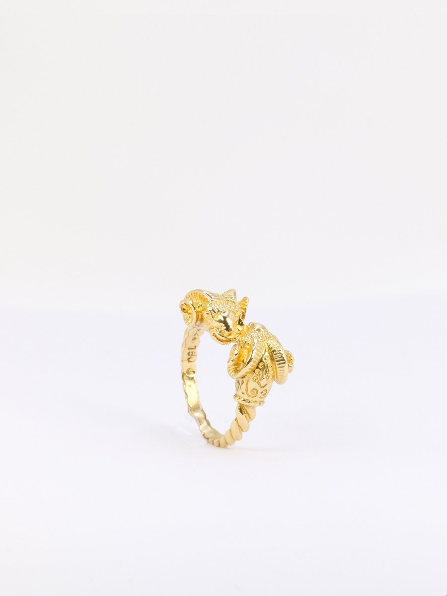 Lalaounis Ram's Head Ring In Yellow Gold-photo-4