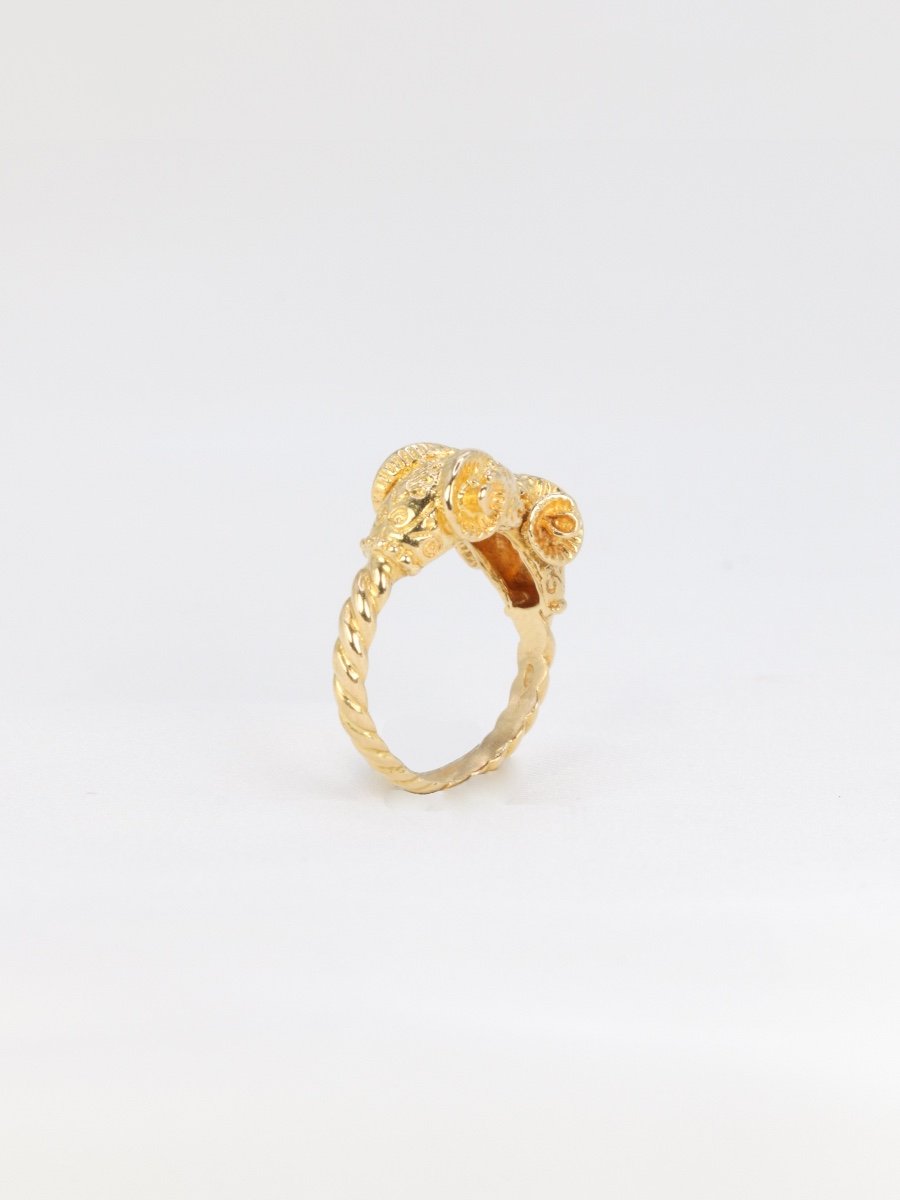 Lalaounis Ram's Head Ring In Yellow Gold-photo-8