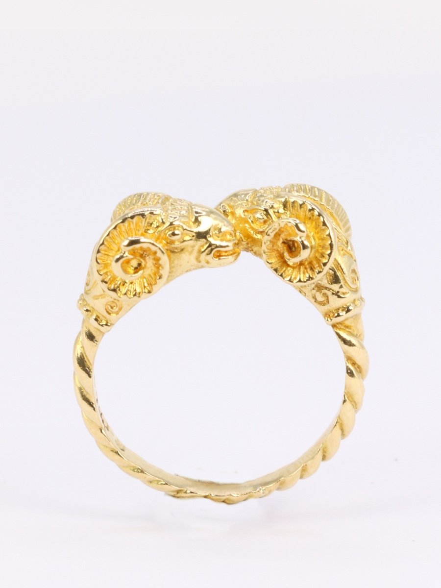 Lalaounis Ram's Head Ring In Yellow Gold