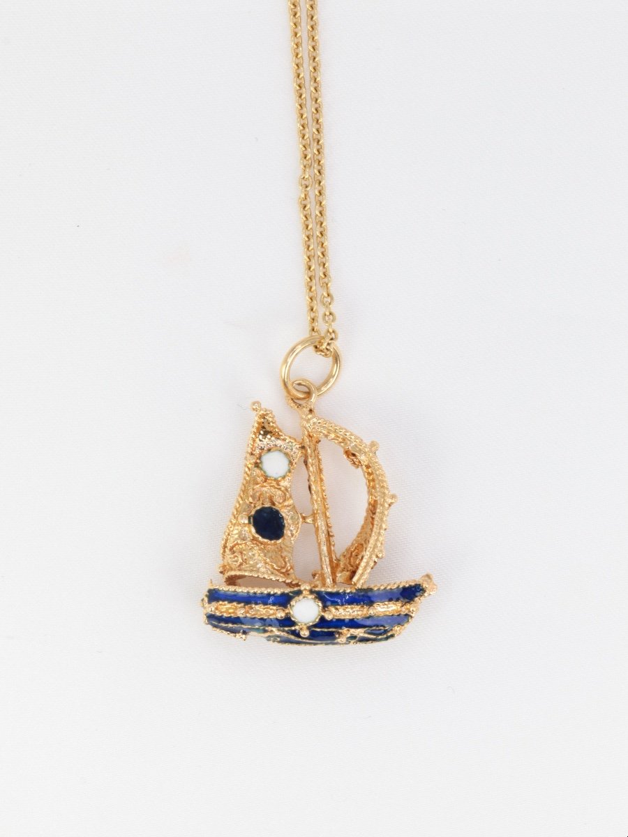 Pendentif Vintage Voilier émail-photo-3
