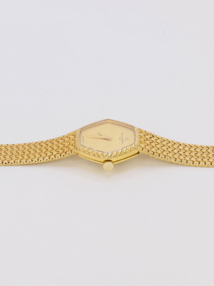 Montre Vintage Baume & Mercier Or Jaune Maille Tréssée-photo-7