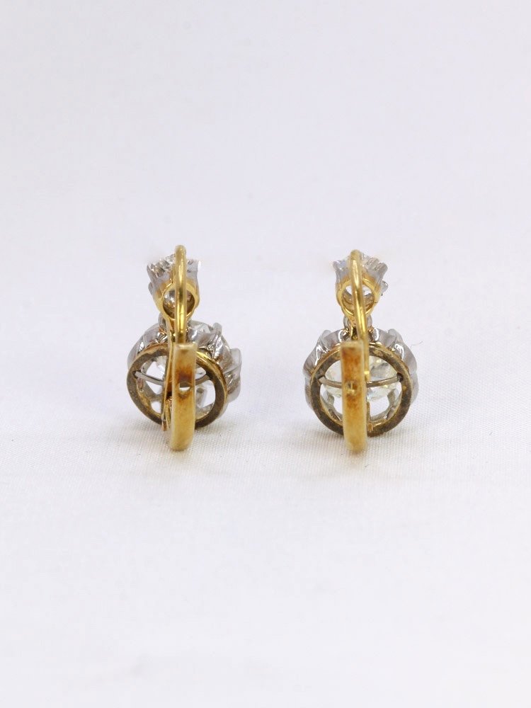Antique Gold Sleepers With Old Cut Diamonds 2.2 Ct-photo-1