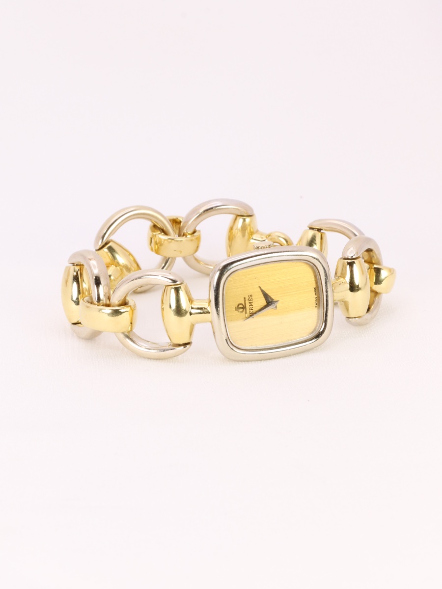 Hermes Vintage Mors Watch Yellow Gold White Gold-photo-8