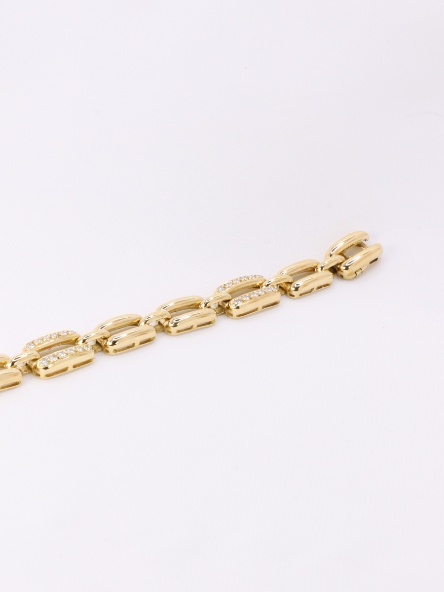 Bracelet vintage maille rectangle or jaune diamants-photo-5