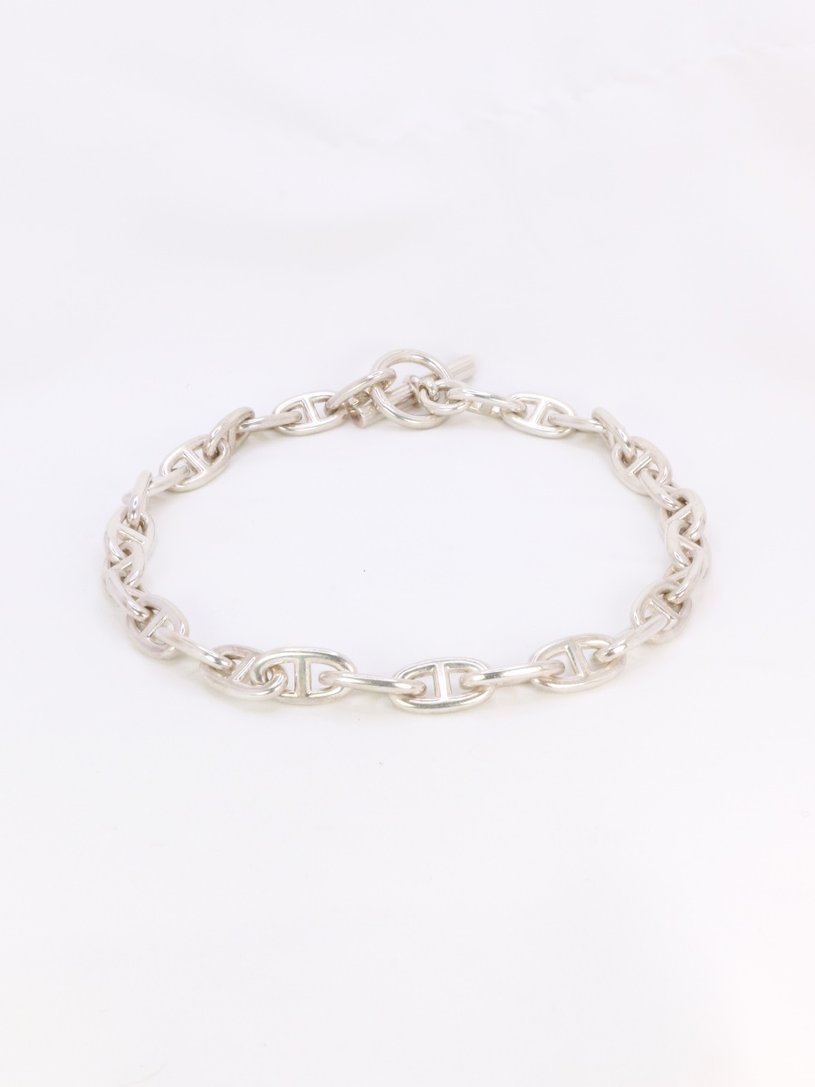 Hermes Large Silver Anchor Chain Necklace-photo-3