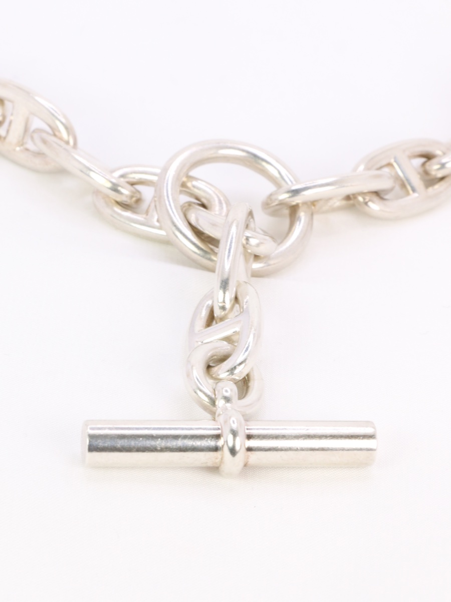 Hermes Large Silver Anchor Chain Necklace-photo-4