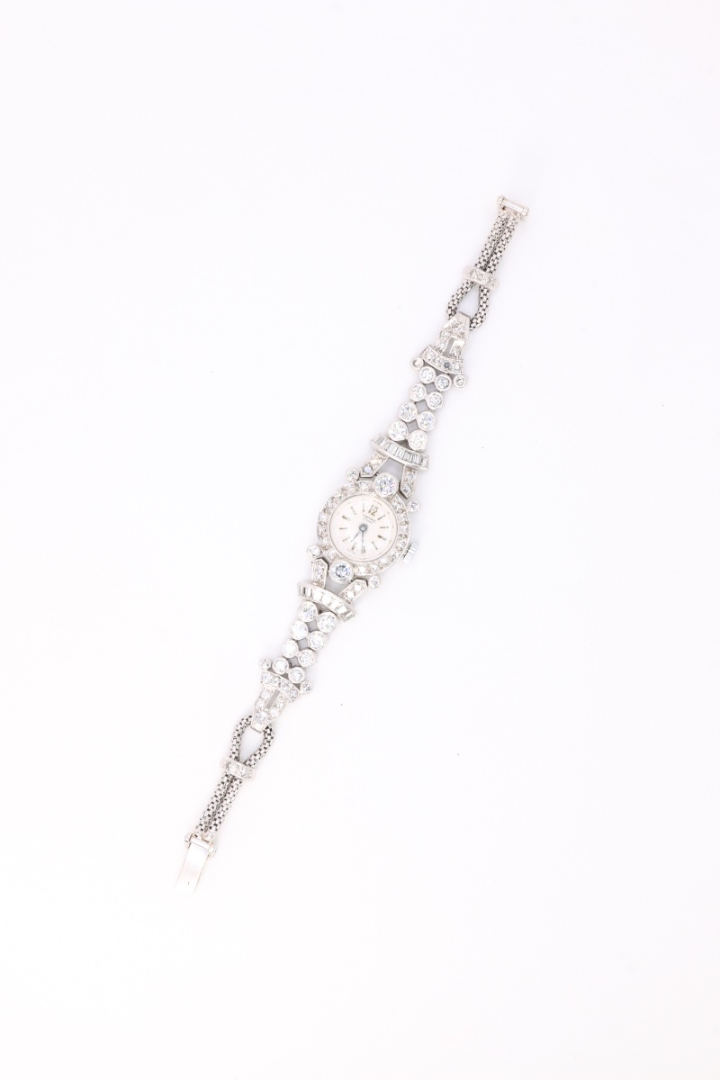 Art Deco Watch In White Gold, Platinum And Diamonds-photo-4