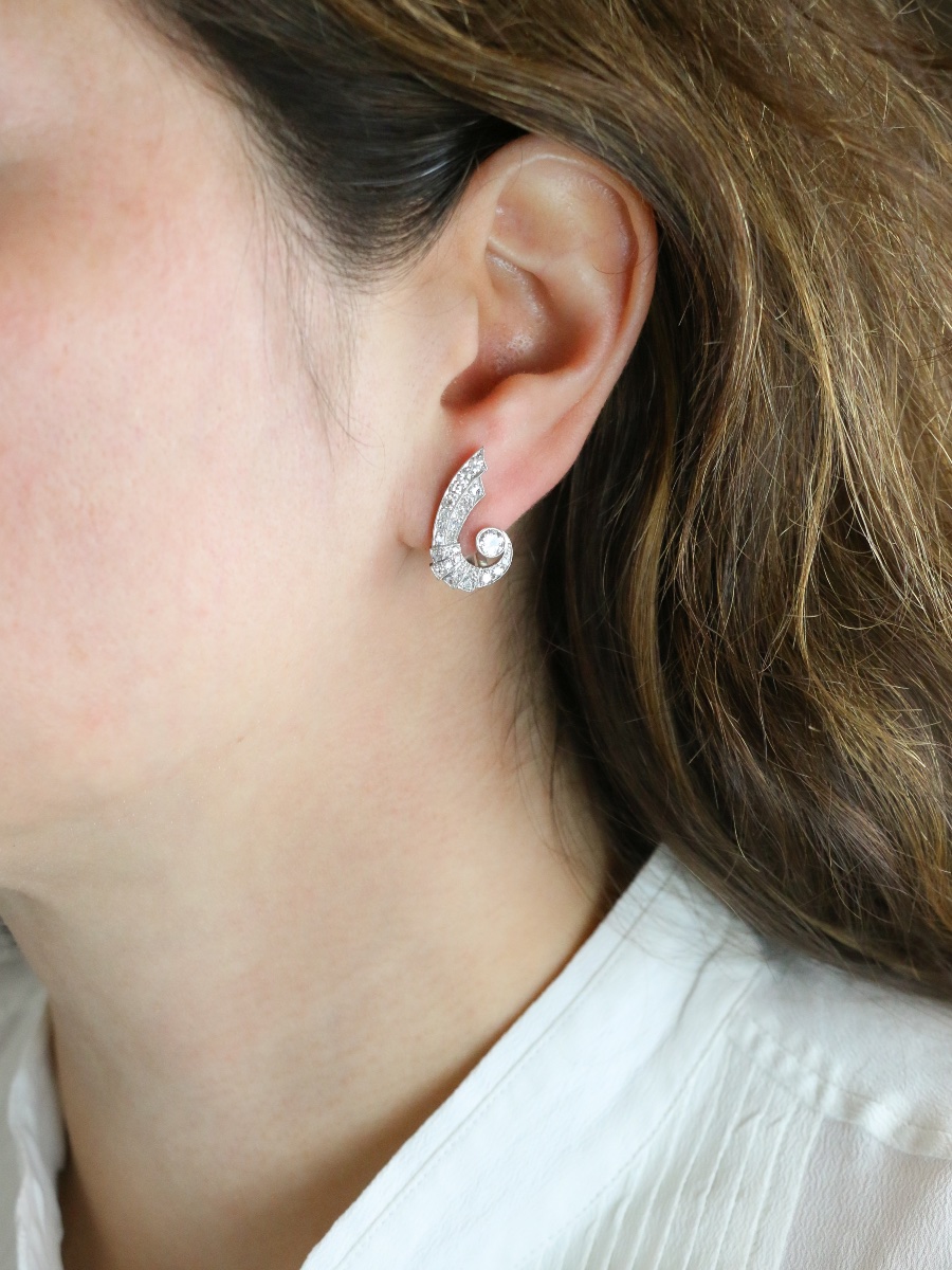 Art Deco Diamond Wings Earrings-photo-1