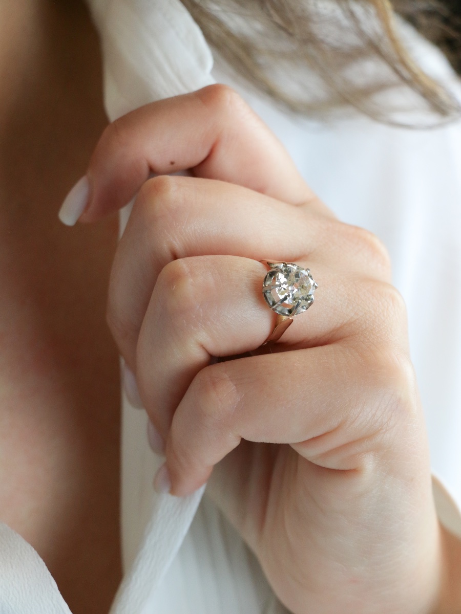Old Mine Cut 3.07 Carat Diamond Solitaire Ring-photo-2