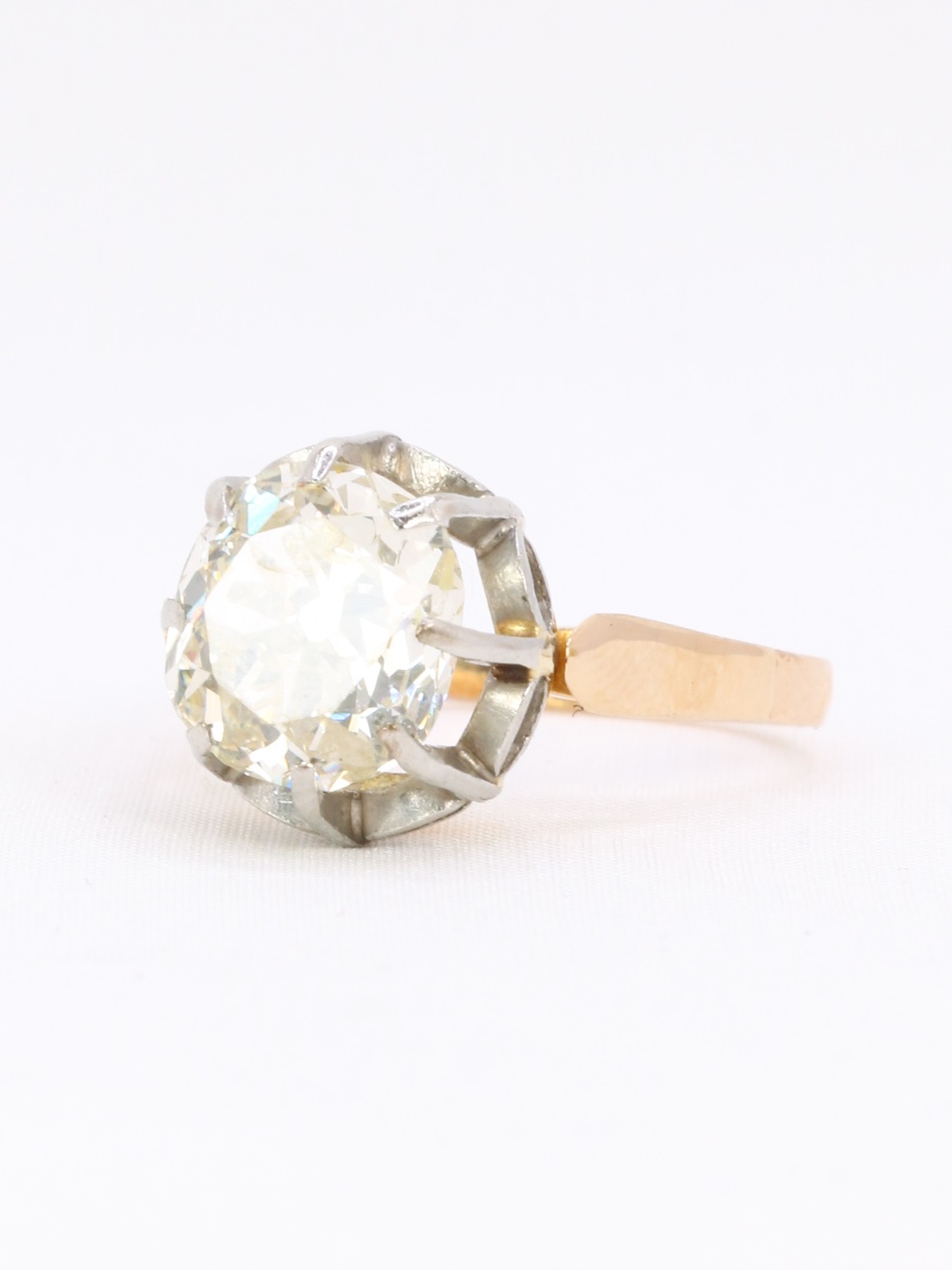 Old Mine Cut 3.07 Carat Diamond Solitaire Ring-photo-3