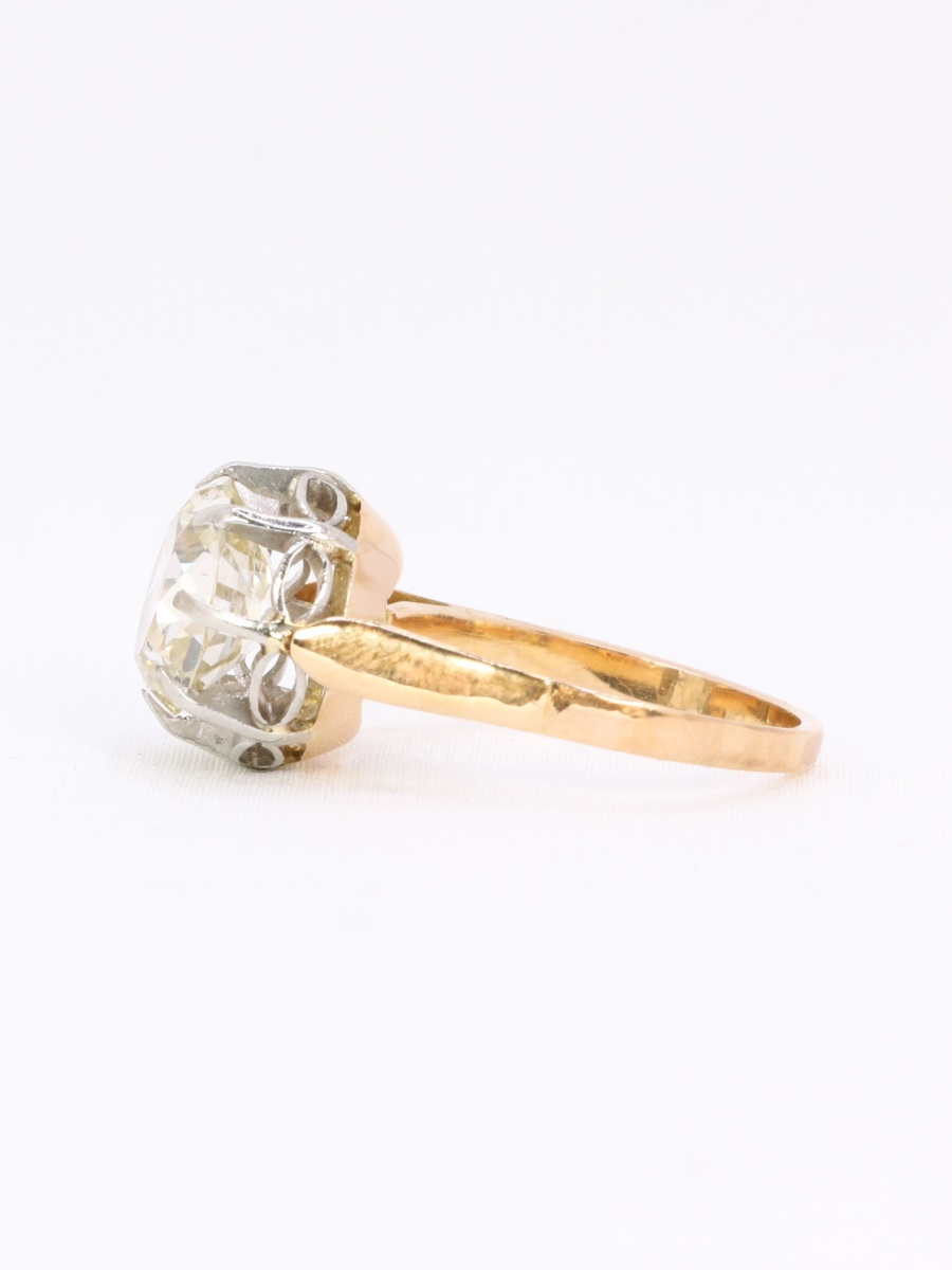 Old Mine Cut 3.07 Carat Diamond Solitaire Ring-photo-3
