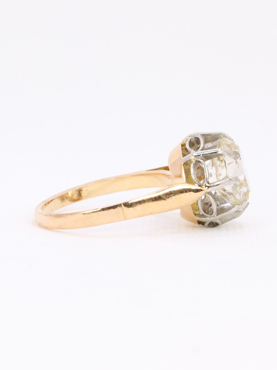 Old Mine Cut 3.07 Carat Diamond Solitaire Ring-photo-5