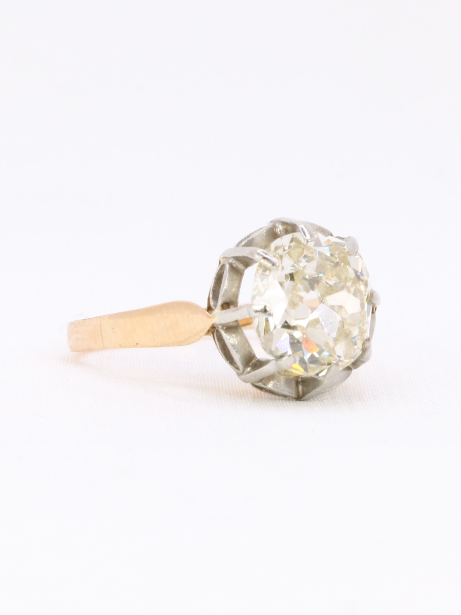 Old Mine Cut 3.07 Carat Diamond Solitaire Ring-photo-6