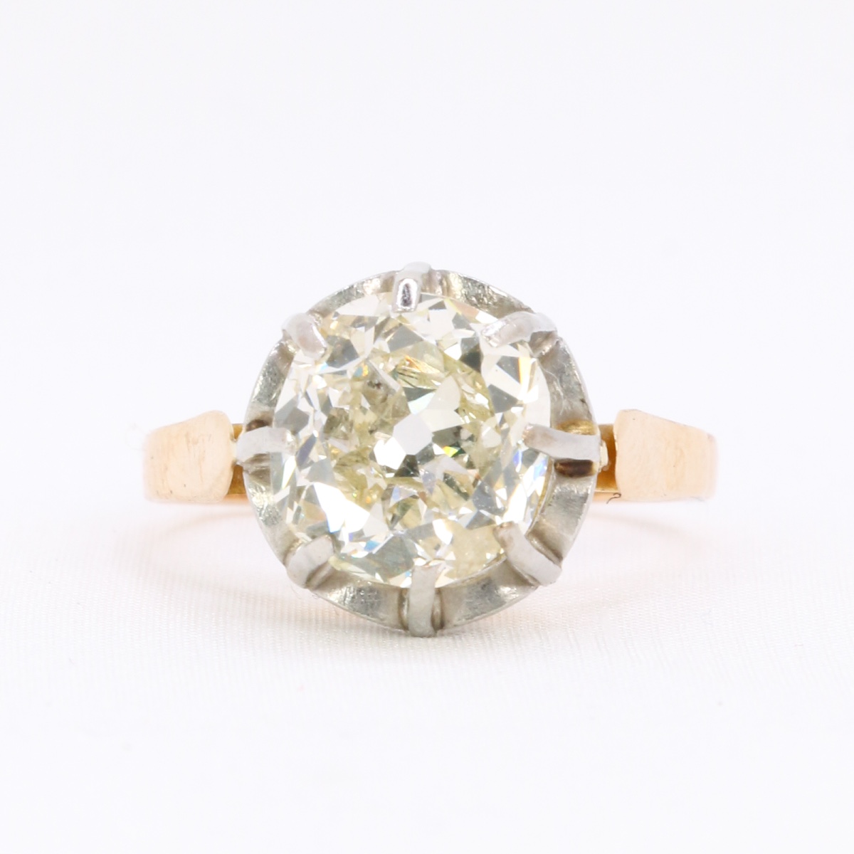 Old Mine Cut 3.07 Carat Diamond Solitaire Ring