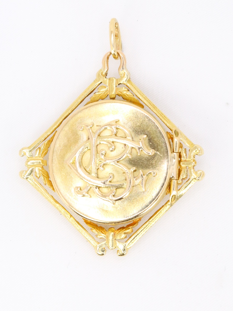 Pendentif Chimère Art Nouveau or jaune nacre-photo-3