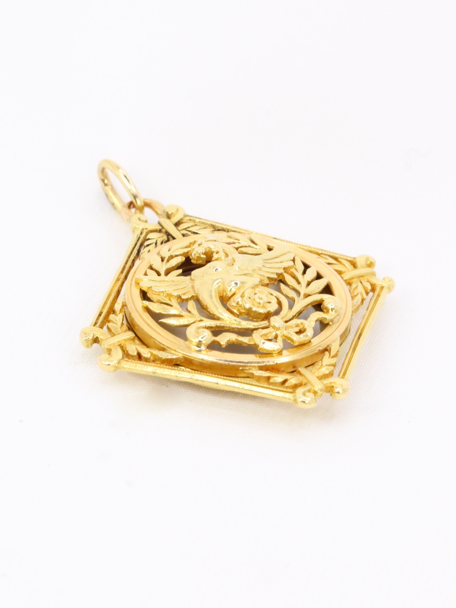 Pendentif Chimère Art Nouveau or jaune nacre-photo-4