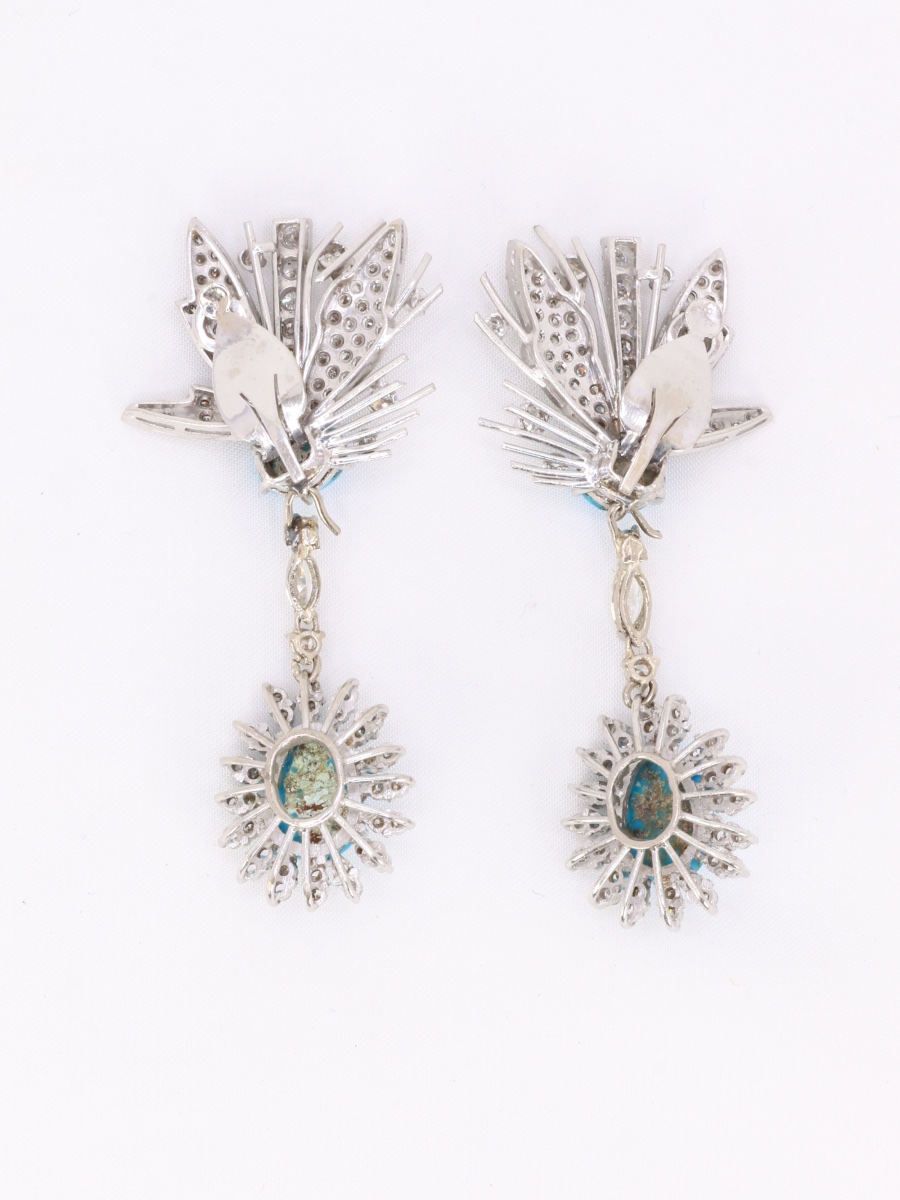 Turquoise And Diamond Drop Earrings-photo-3