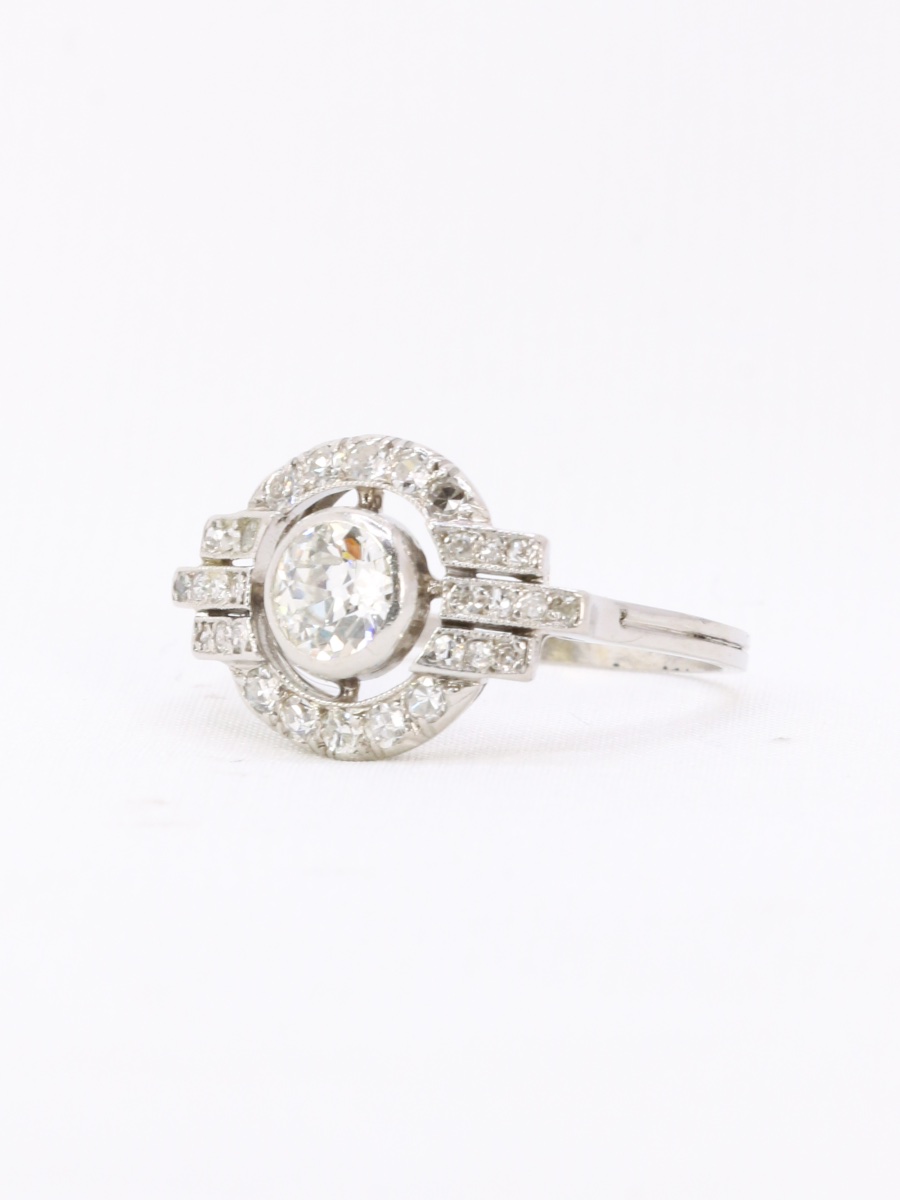Bague Art Deco diamants platine-photo-3