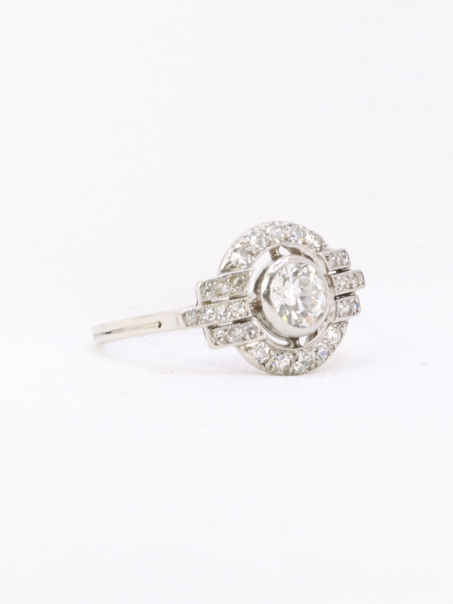Bague Art Deco diamants platine-photo-5