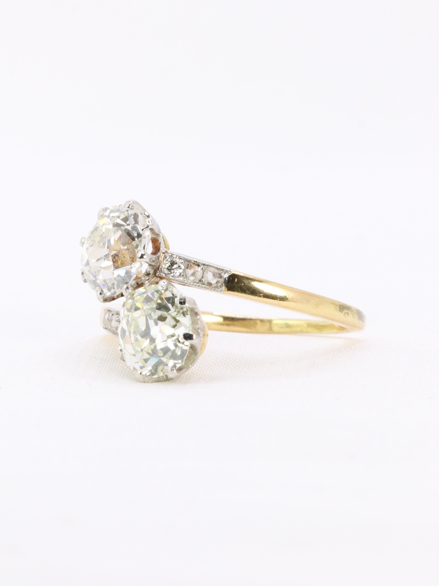 Bague ancienne toi et moi diamants taille ancienne 2,60 carats-photo-3