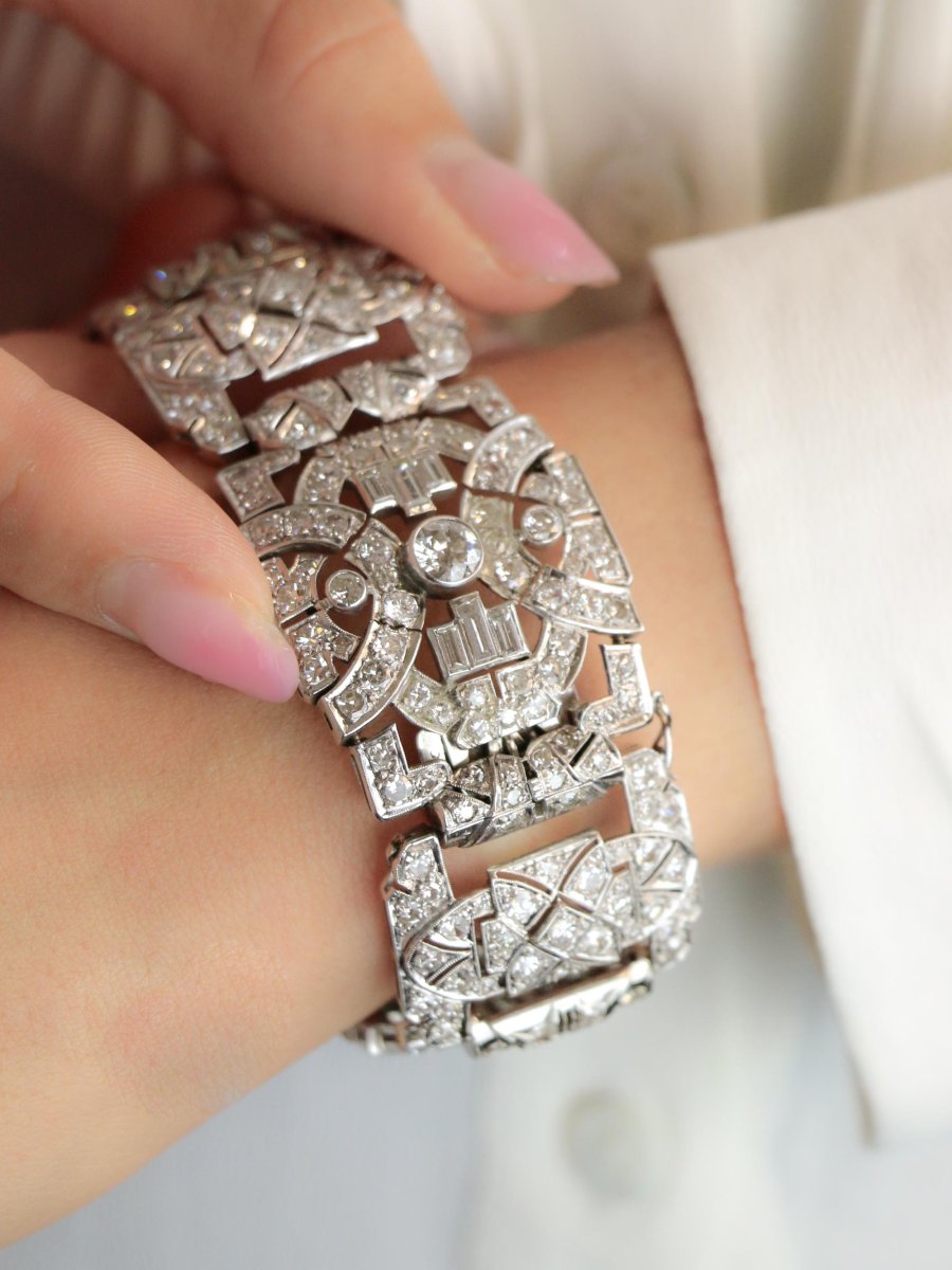 Bracelet Art Déco platine diamants-photo-2