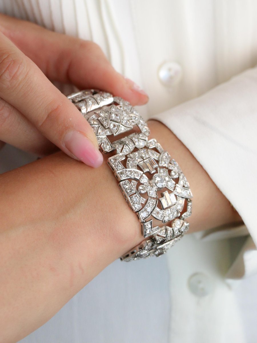 Bracelet Art Déco platine diamants-photo-7