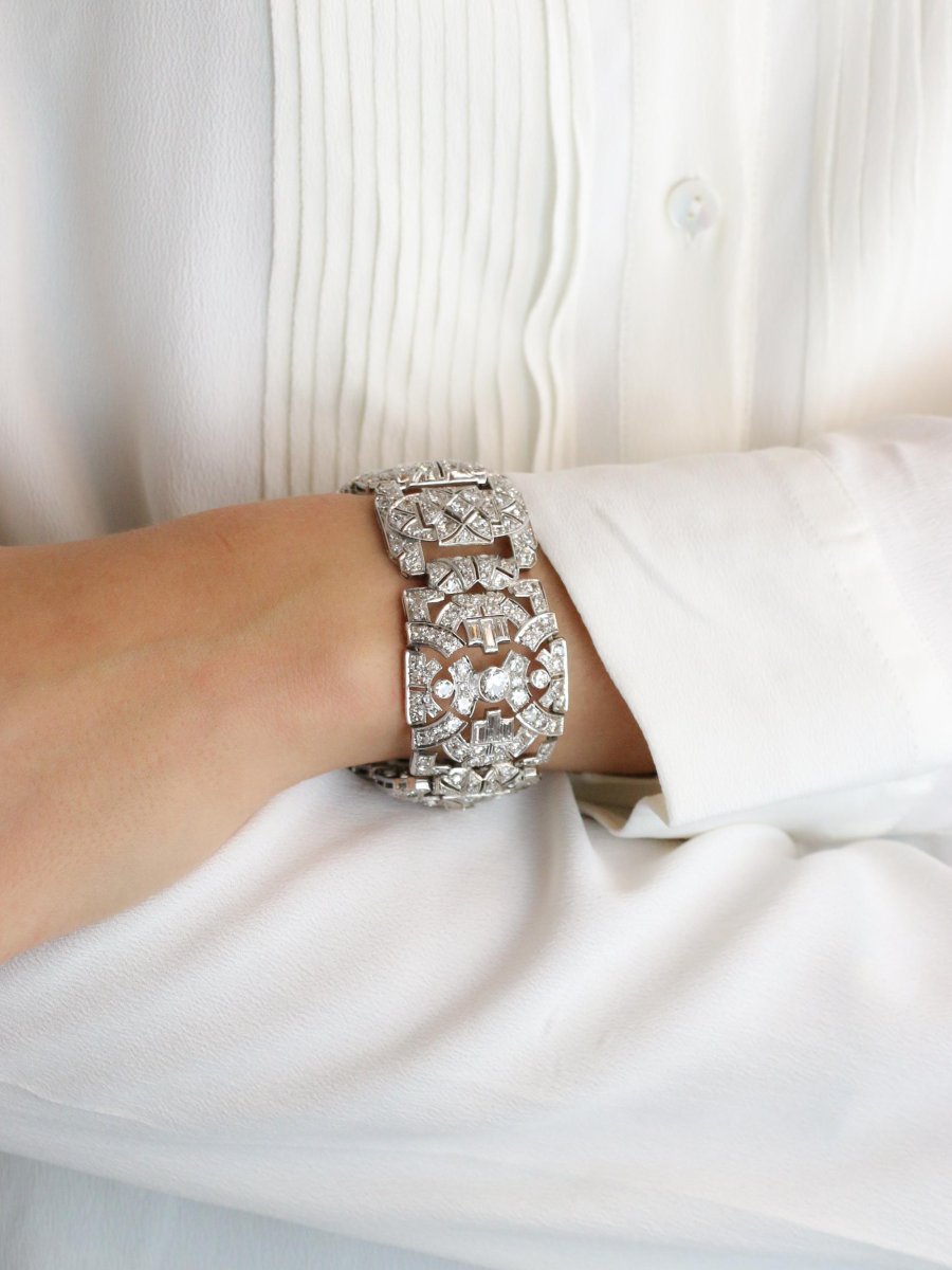 Bracelet Art Déco platine diamants-photo-8